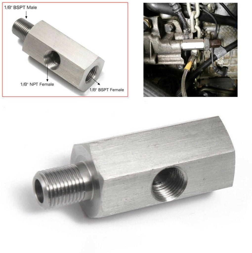 Oil Pressure Sensor Tee 1/8''NPT to Adapter Fitting Turbo Supply Feed Line Gauge - Jack Spania Racing