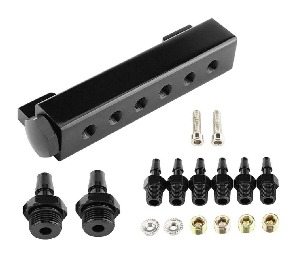 6 Port Vacuum Block Intake Manifold Kit Fuel Wastegate Turbo Boost NOS 1/8NPT US - Jack Spania Racing