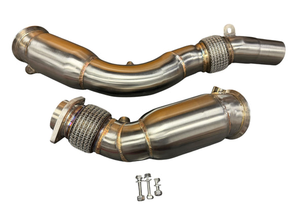 BMW S55 Resonated Catted Downpipes M2C M3 M4 W/ Flex Section