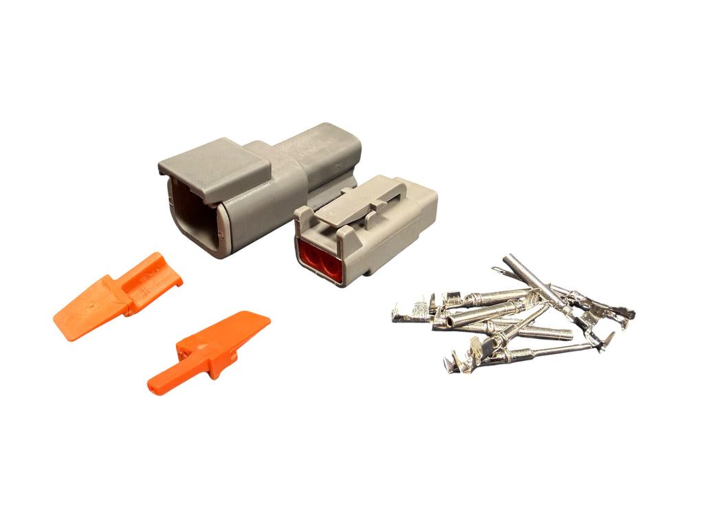 Deutsch DTM male and female mating connector kit with pins and sockets, used for automotive and industrial wiring by JackSpania Racing