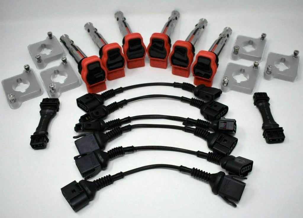 Audi 2.7T coil conversion harness and coilpack plates for S4 RS4 B5 engine, installed on engine bay, by Jack Spania Racing.