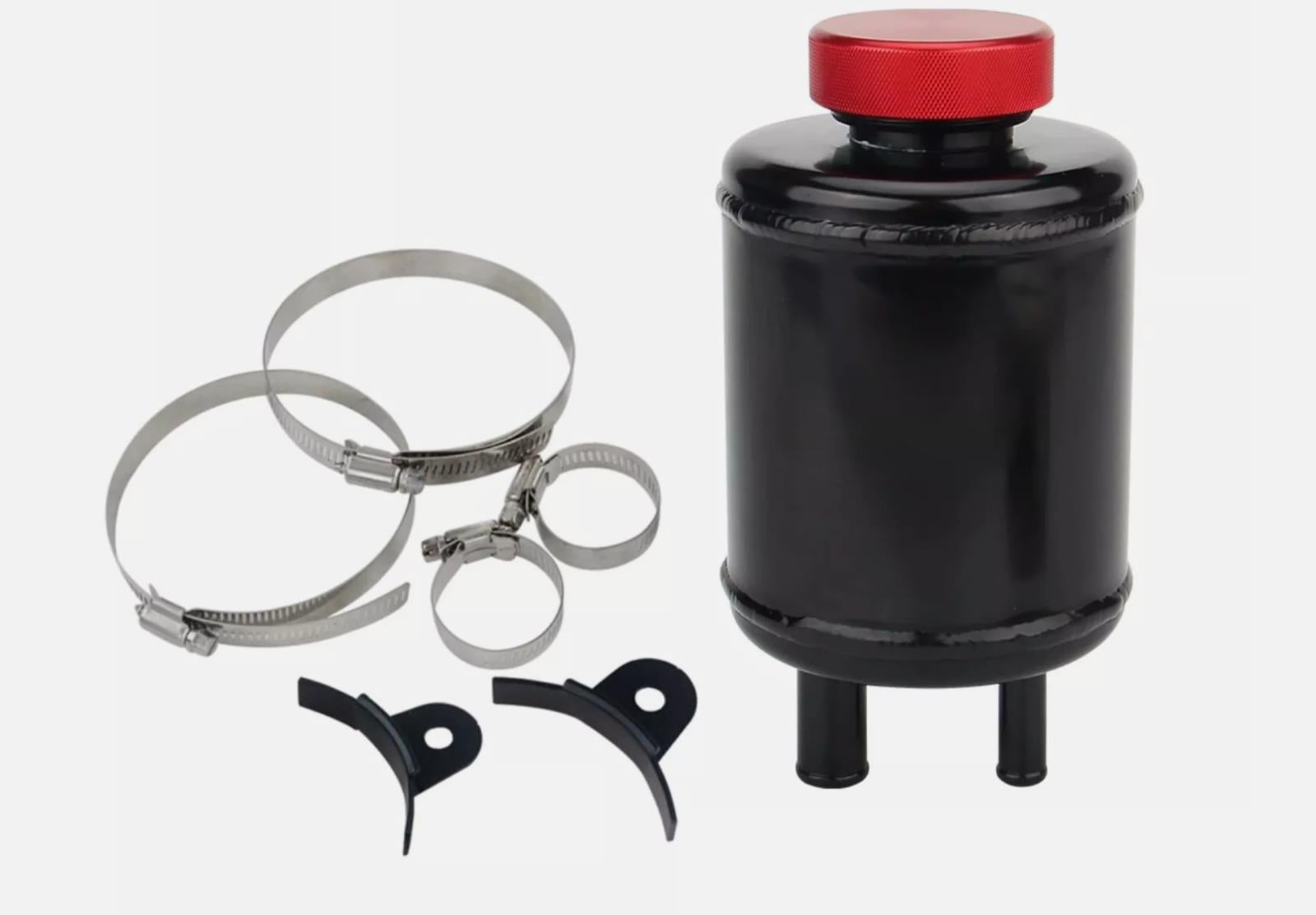 thumbnail interactive-video image 1 of Senta Autoparts Polished Aluminum Universal Power Steering Fluid Reservoir Tank With Clamps & Brace - 500ml 1 of 6