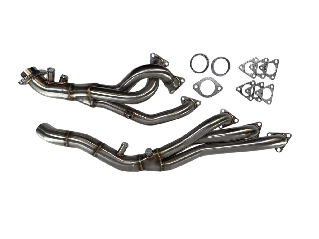 BMW E46 M3 S54 3.2L exhaust manifold header by JackSpania Racing, showing the durable metal construction and inlet ports.