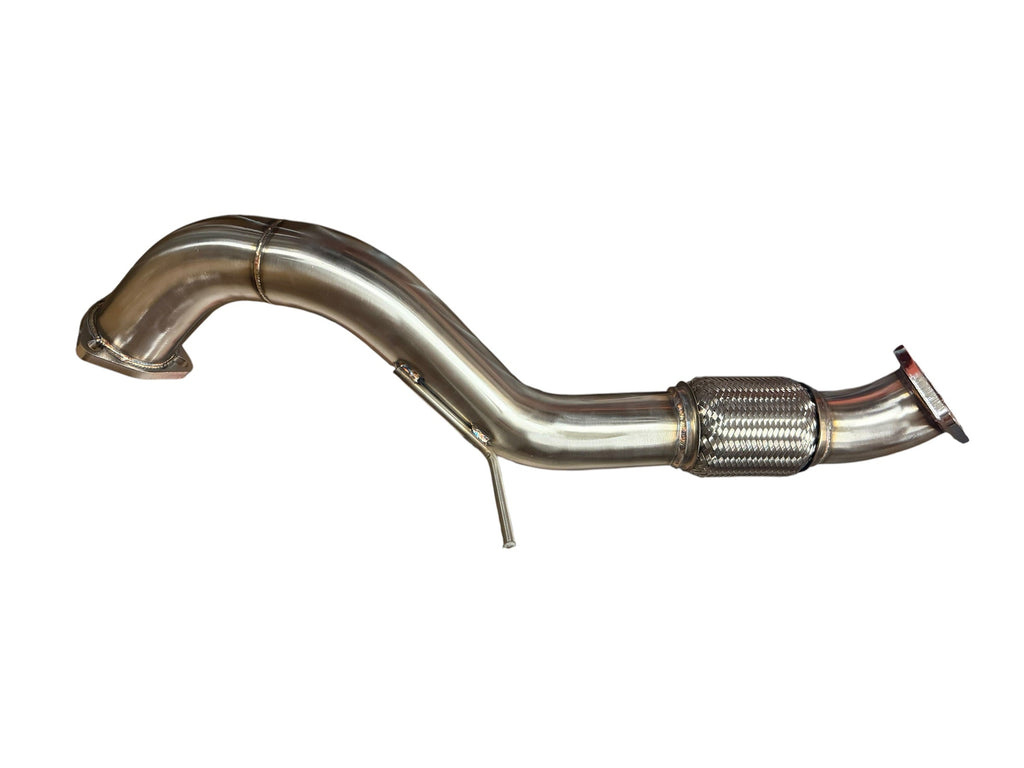 Honda Civic 1.5T Gen 10, 11, FL8 front pipe by JackSpania Racing, showing the metal exhaust component with mounting points and smooth finish.