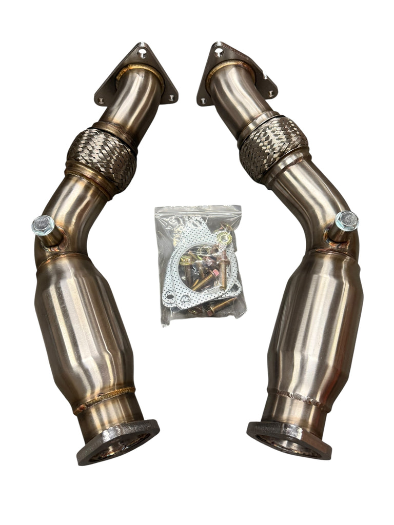 JackSpania Racing resonated catless catted Helmholtz downpipe for Nissan 350Z, 370Z, Infiniti G35, G37 exhaust parts, test pipe.