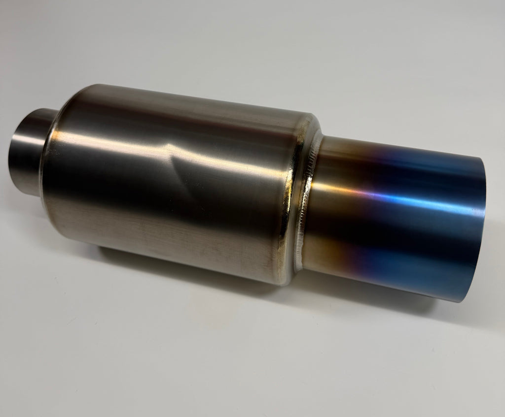 JackSpania Racing universal titanium N1 exhaust muffler with 3-inch inlet and 4-inch outlet
