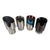 Set of four 114mm quad stainless steel exhaust tips for car exhaust systems by JackSpania Racing, showcasing polished chrome finish.