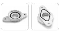 CNC billet aluminum BOV adapter flange for SSQV and TiAL blow off valves, compatible with 50mm BV50, no welding needed.