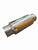 JackSpania Racing 2.5" and 3" inlet outlet mini muffler exhaust resonator in steel, showing its compact design and polished surface.