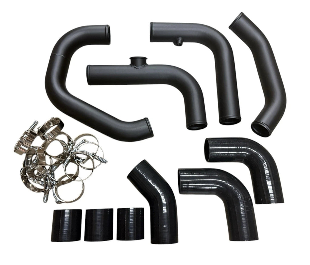 JackSpania Racing K-Series Intercooler Piping Kit for 2006-2011 Honda Civic Si with 50mm TiAL BOV flange, showing polished piping components.