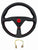 Black 14-inch racing steering wheel with red stitching, 3-spoke design, interior sport horn by Jack Spania Racing.