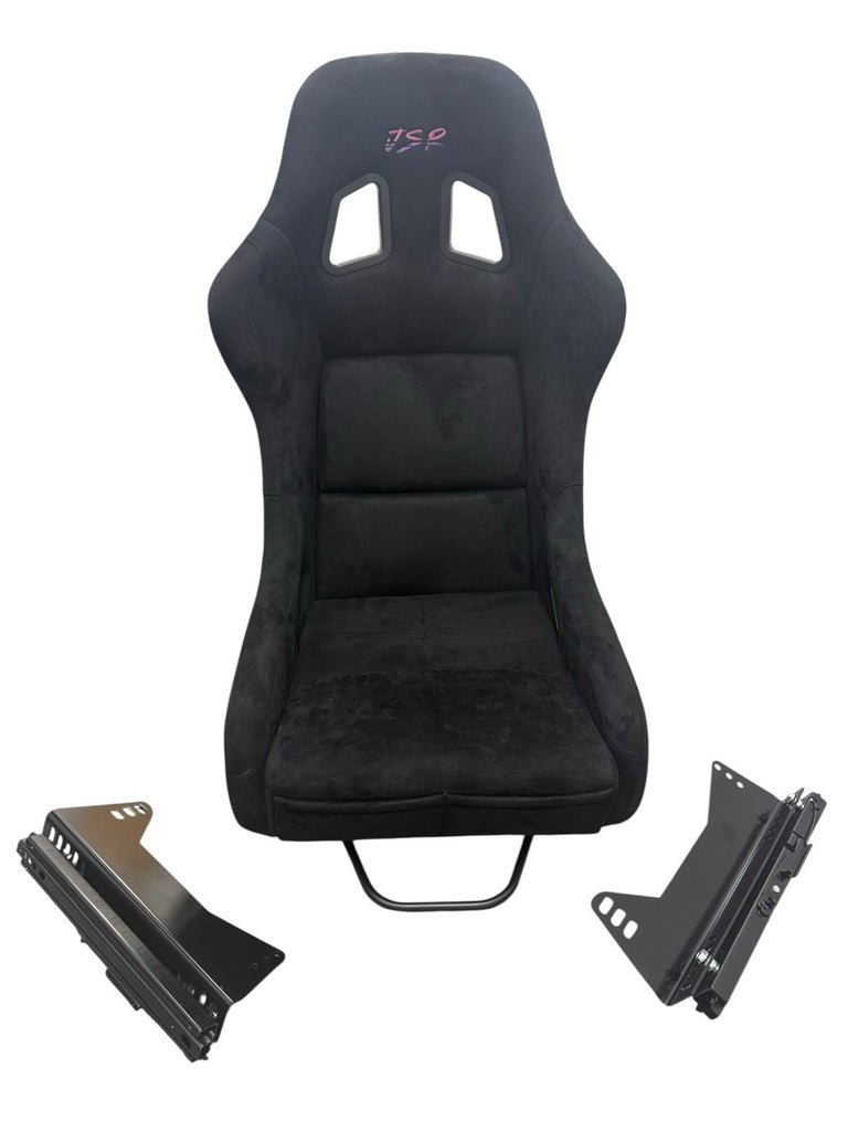 Universal Ultra Light Carbon Fiber Bucket Seat Seats With Rails Sliders Suede