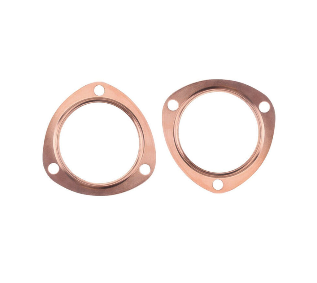 2 x 3" Inch Copper Header Exhaust Collector Gaskets Flanges Universal 3 Bolt USA - Jack Spania Racing