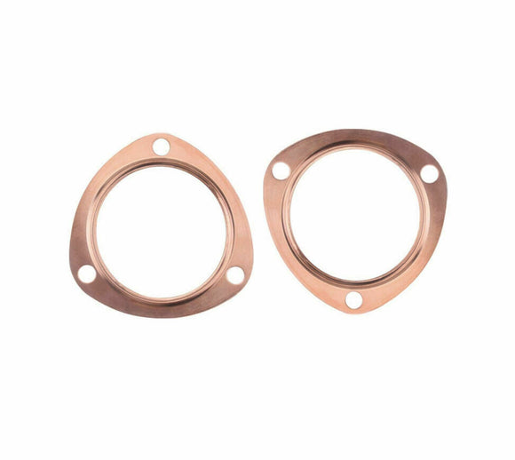 2 x 2.5” Inch Copper Header Exhaust Collector Gaskets Flanges Universal 3 Bolt - Jack Spania Racing
