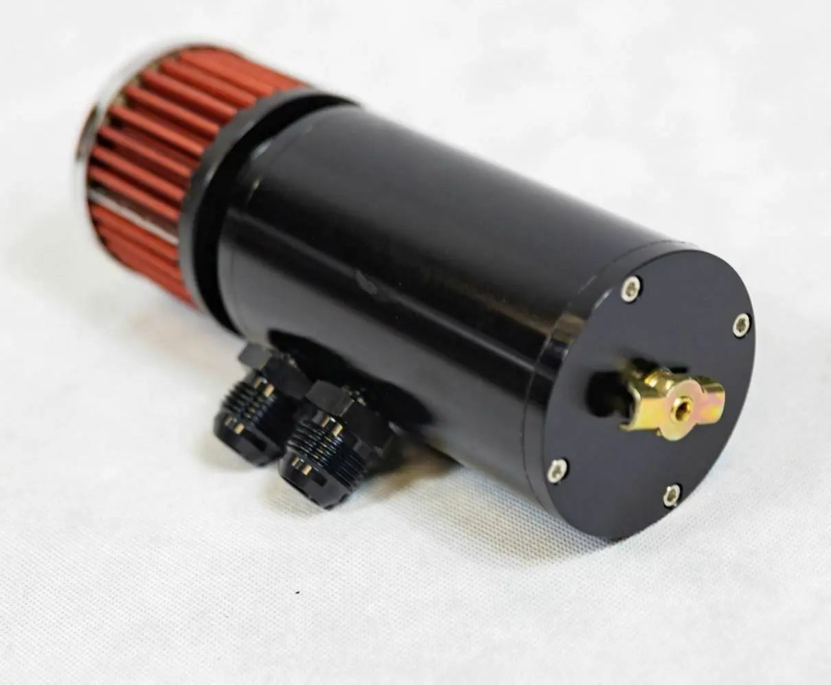 thumbnail image 2 of VEHITO 10AN 2-Port Baffled Oil Catch Can Kit – 1.2L Black Anodized Reservoir Tank 2 of 5