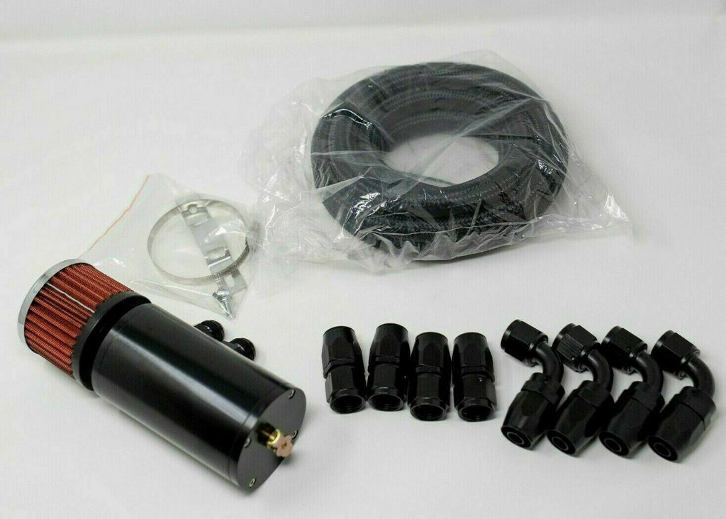 Pro Series Baffled 0.75L 10AN Oil Catch Can Hose Kit and Fittings Universal AN10 - Jack Spania Racing