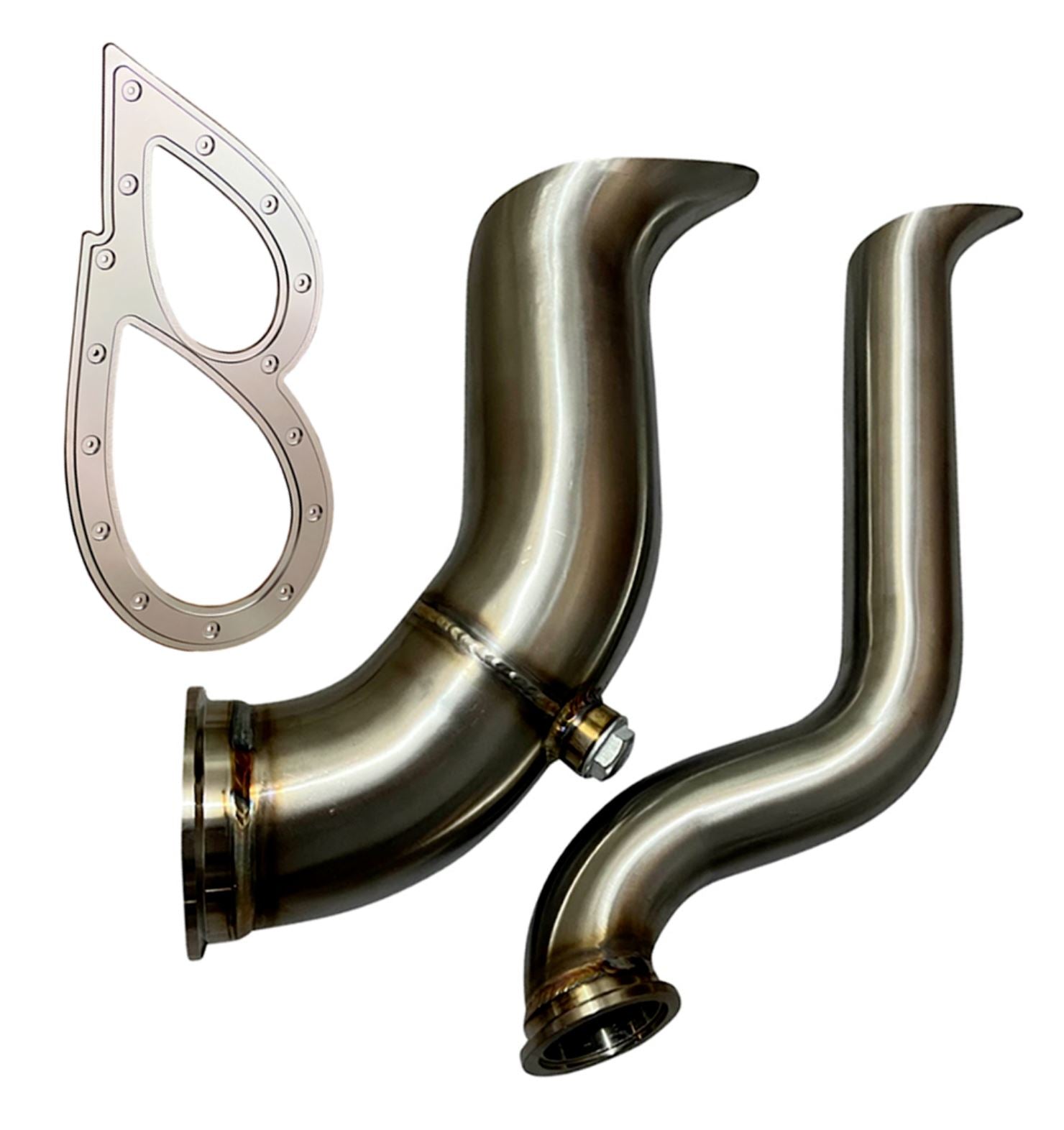 H Series Tear Drop Hood Exit Up Pipe Dump Tube Top Mount Turbo Manifold  Guard