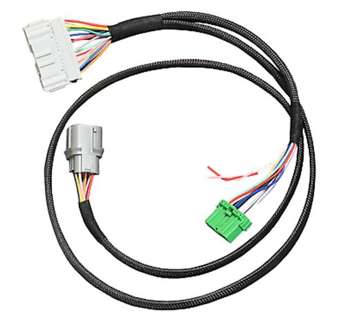 Jack Spania Racing B D H F Series chassis-specific engine harness adapter, showing wiring connections for installation.