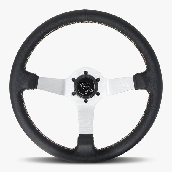 The Classic | Black Leather | Silver Spoke | White Stitch - JackSpania Racing