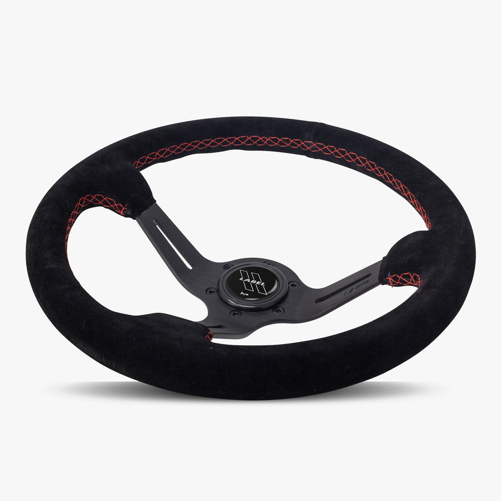 The Le Mans | Black Alcantara Suede | Black Spoke | Red Stitch - JackSpania Racing