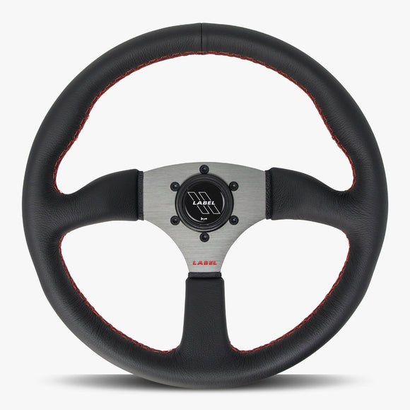 The Performa | Black Leather | Graphite Spoke | Red Stitch - JackSpania Racing